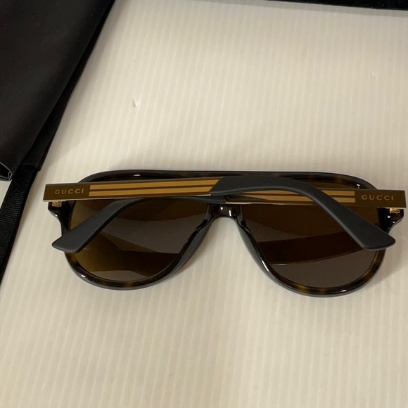 Gucci aviator unisex tortoise sunglasses gg0688s 002 polarized lenses - Picture 9 of 9